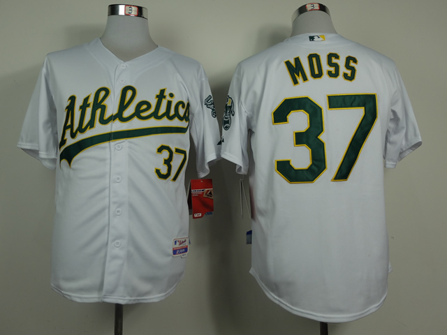 Men Oakland Athletics #37 Moss White MLB Jerseys